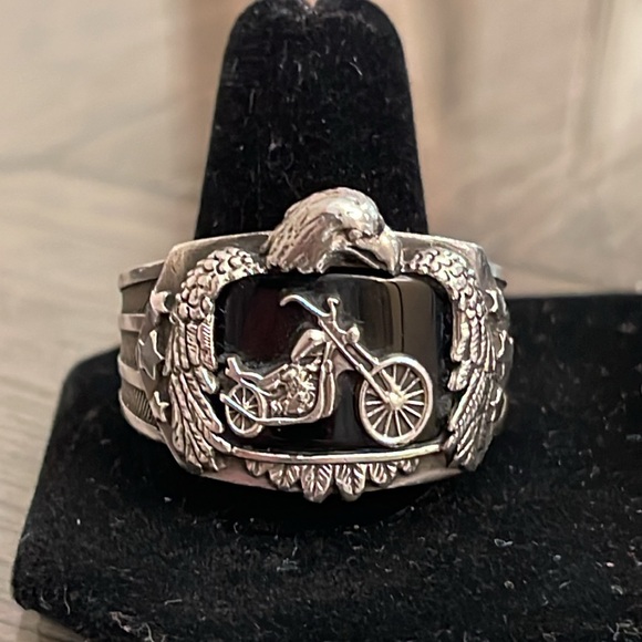 Bradford Exchange Ride Hard, Live Free" Motorcycle Men's Ring Size 14 - Picture 11 of 16
